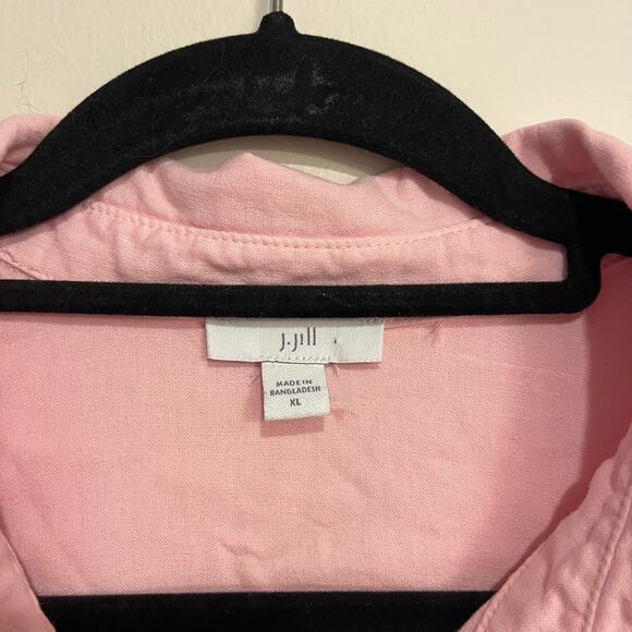 J. Jill Blouse Top Button Front Shirt Pink Orange Gradient Linen Blend Size XL - Picture 6 of 6